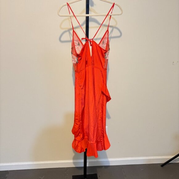 Cleobella Whispers Slip Embroidered Ruffle Midi Dress Spice Red - Picture 12 of 14